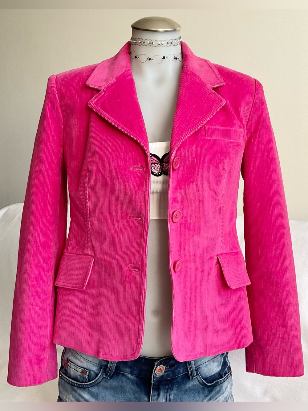 NWT metrostyle | Y2K Hot Pink Corduroy Blazer Jacket | 4